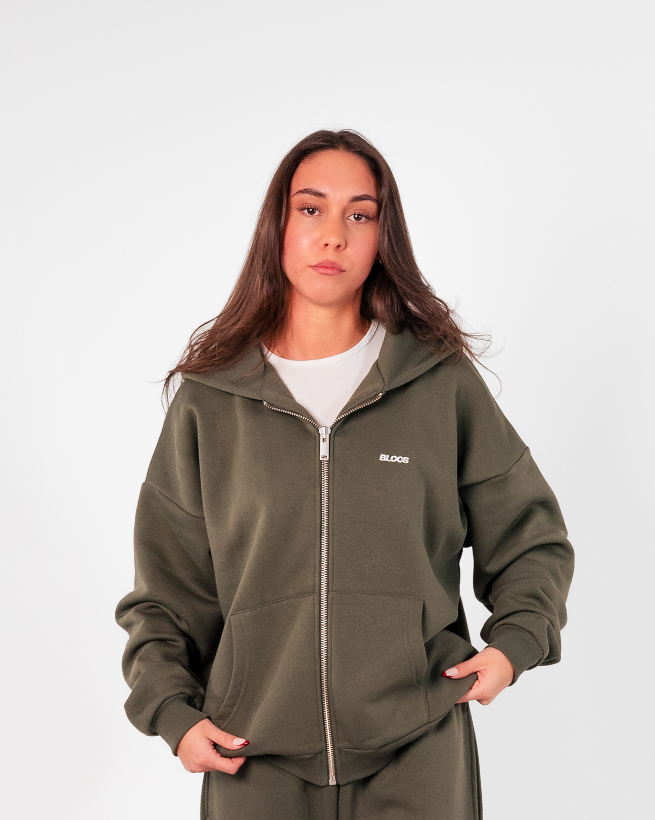 LOGO ZIP HOODIE - KHAKI