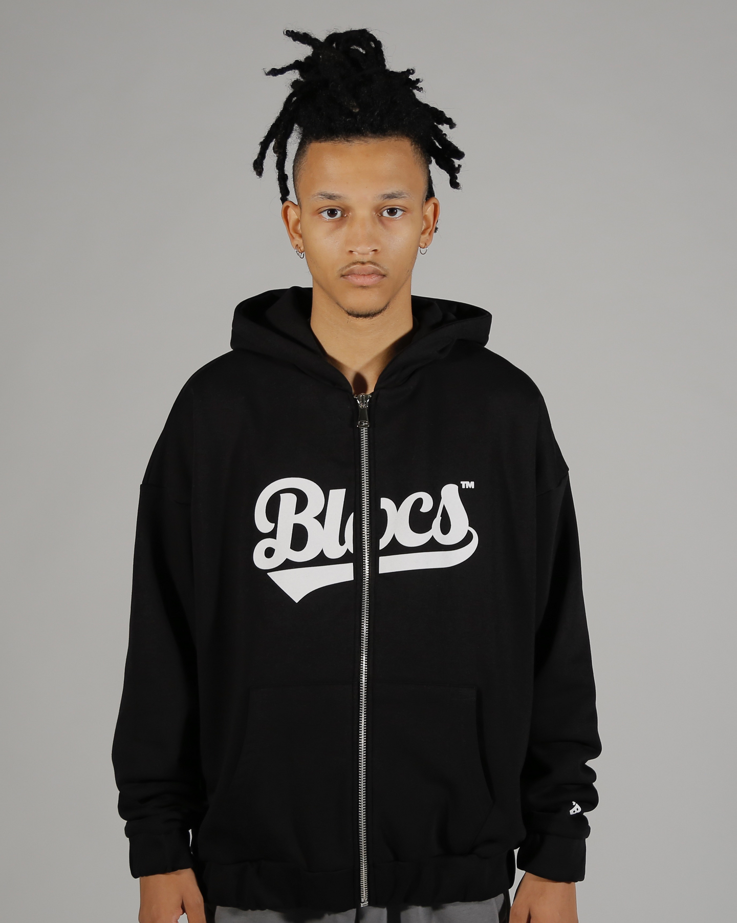 SCRIPT ZIP HOODIE - BLACK